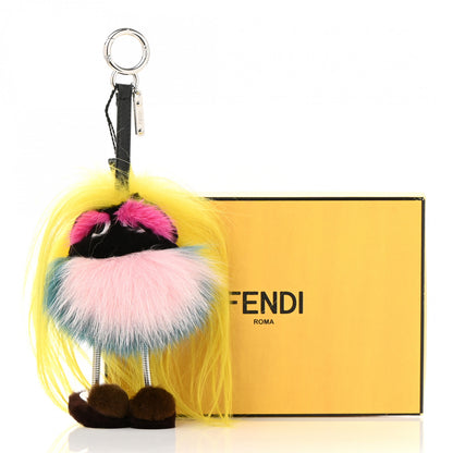 Fendi Goat Mink Fox Fur Mum Wonders Bag Charm Yellow Water Multicolor 5 of 5