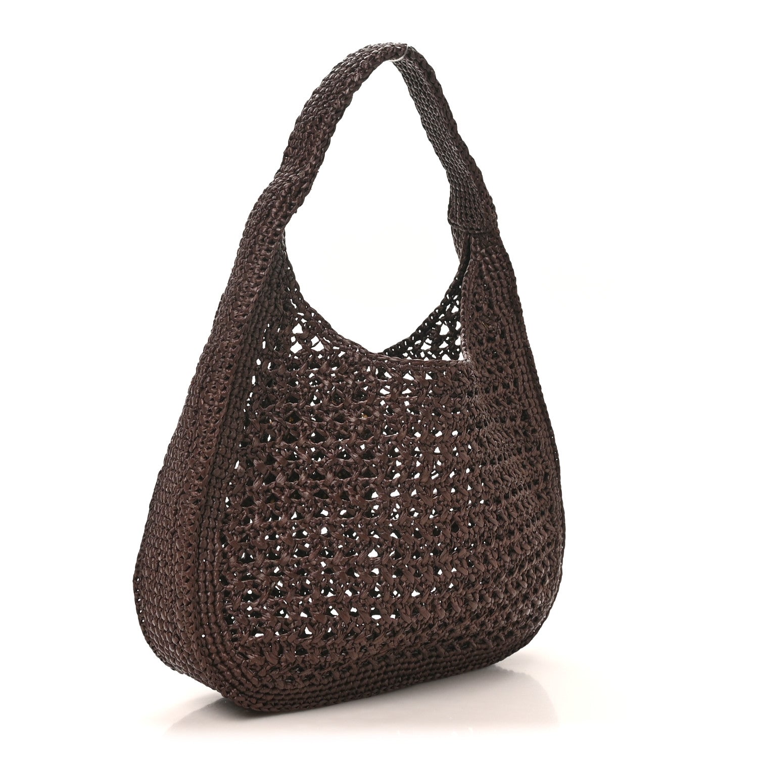 Miu Miu Raffia Crochet Woven Hobo Cacao Naturale 3 of 9