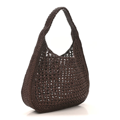 Miu Miu Raffia Crochet Woven Hobo Cacao Naturale 3 of 9