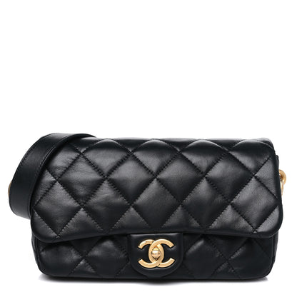 Chanel Lambskin Quilted CC Flap Shoulder Bag Black 1 of 10