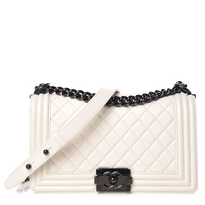 Chanel Calfskin Quilted Medium Boy Flap White 1 of 9