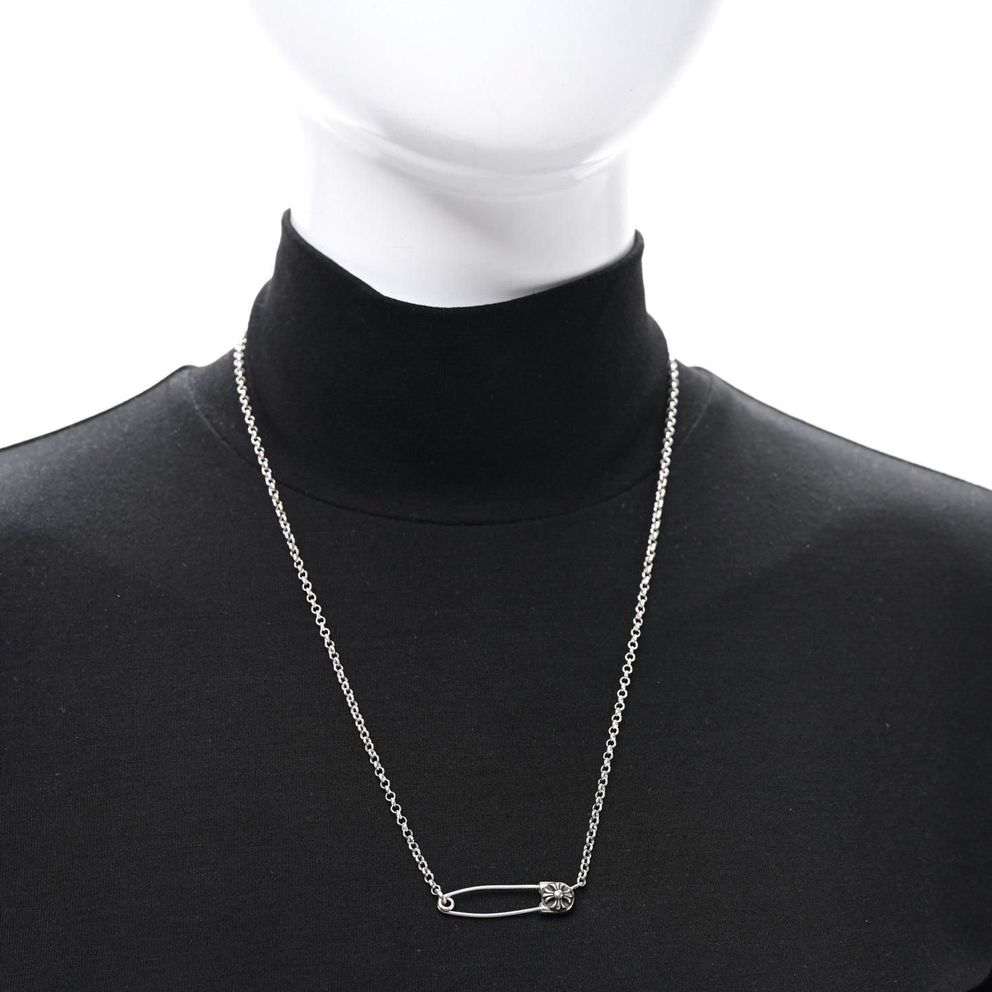 Sterling Silver Safety Pin Pendant Necklace