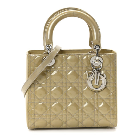 Patent Cannage Medium Lady Dior Grey