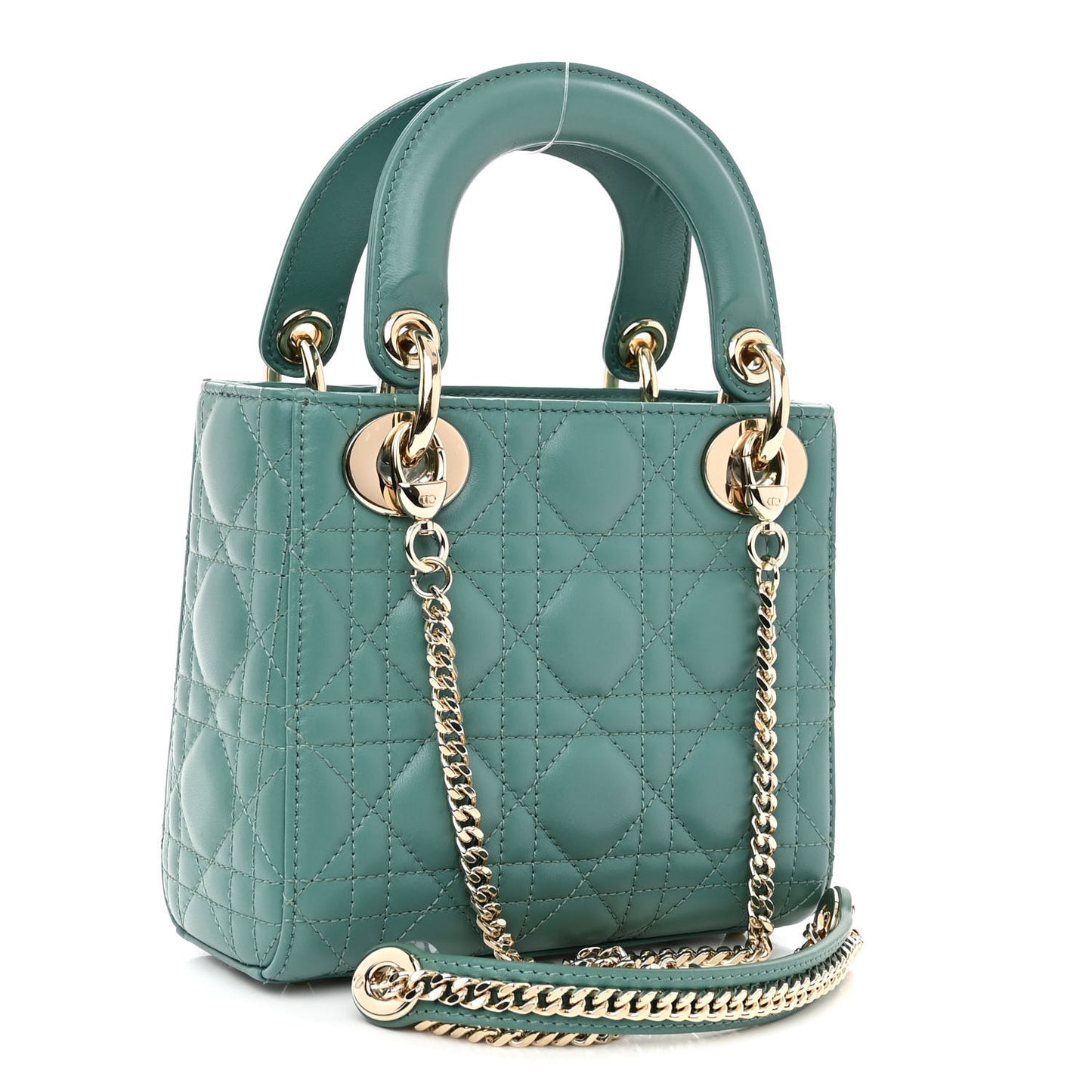 Lambskin Cannage Mini Lady Dior Storm Blue