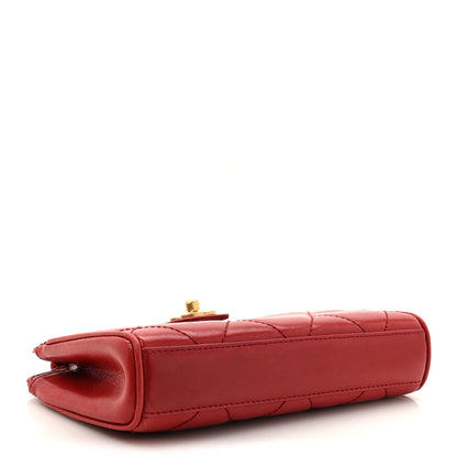 Chanel Lambskin Quilted Clutch Red 4 of 16