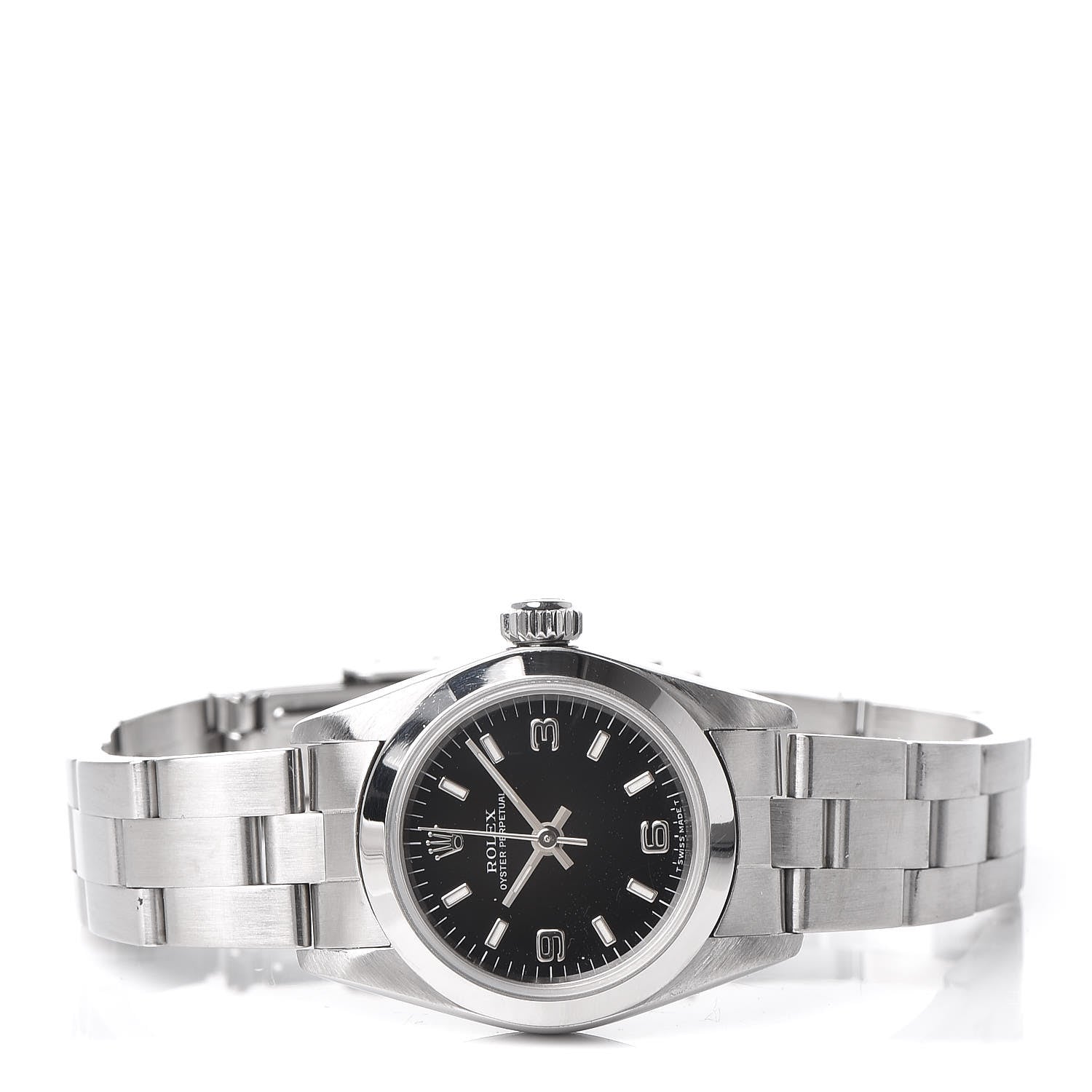 Rolex Stainless Steel 24mm Oyster Perpetual Watch Black 67180 3 of 6