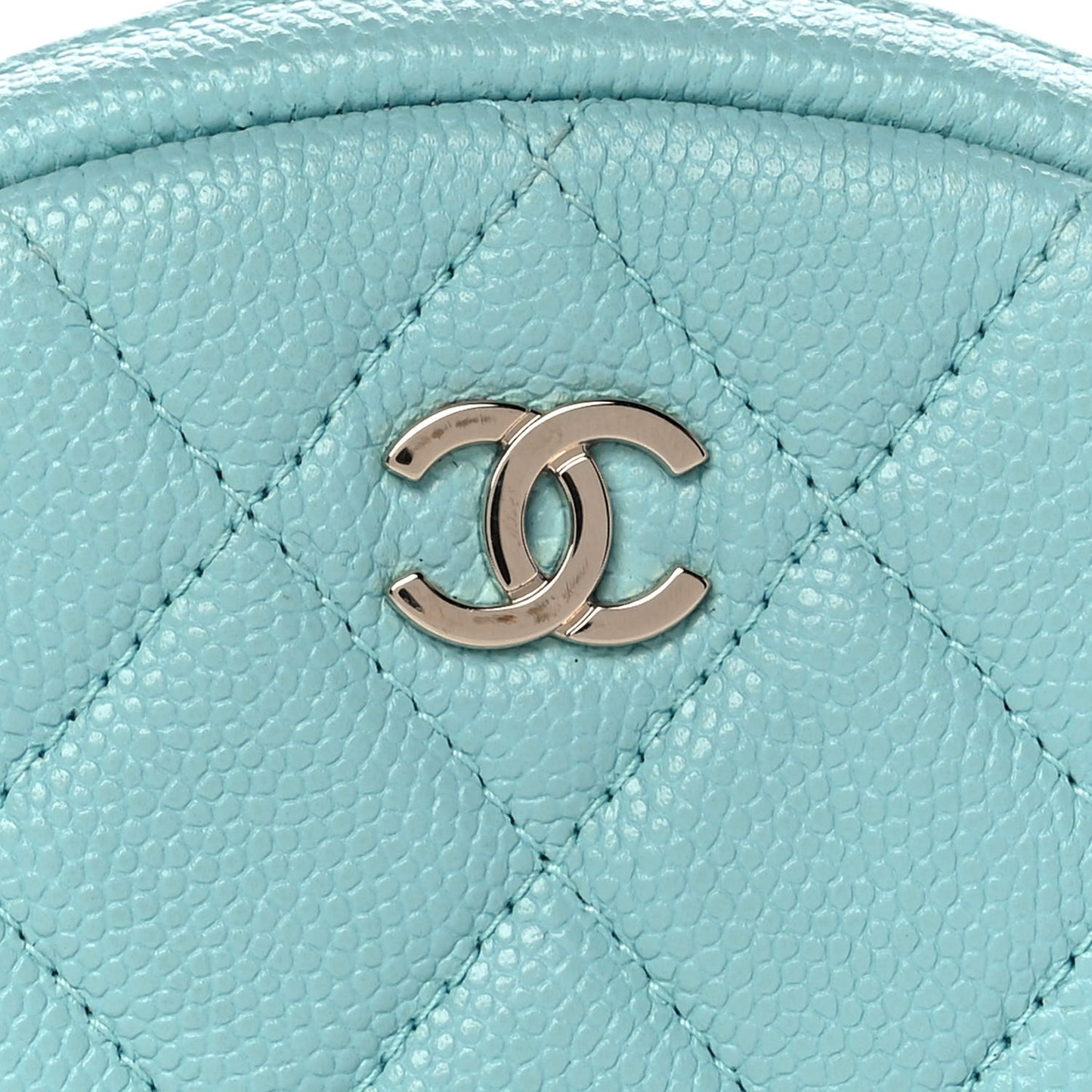 Caviar Quilted Zip Around Classic Coin Purse Light Blue