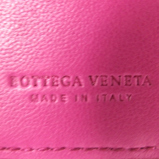Woven Leather French Wallet Pink
