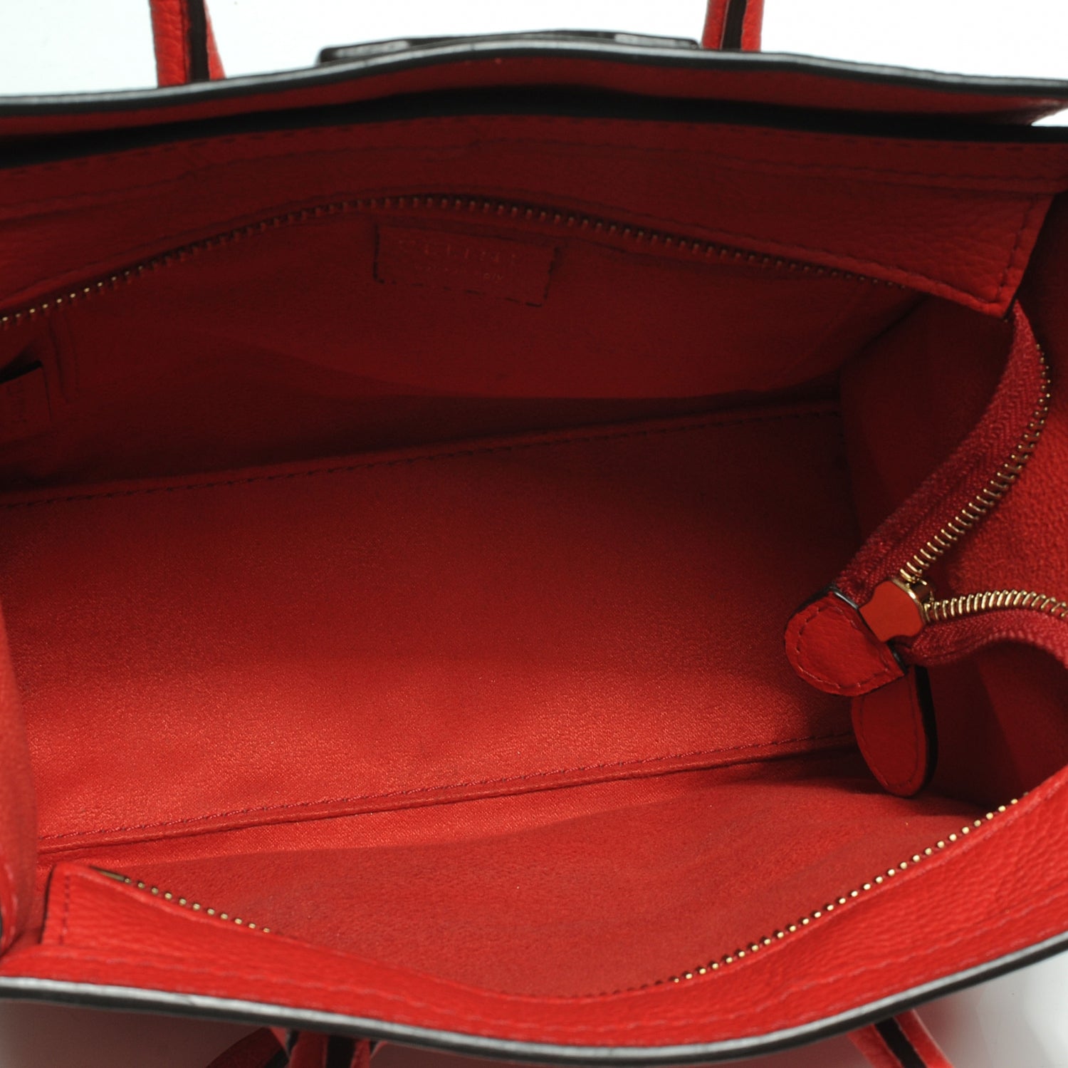 Celine Drummed Leather Nano Luggage Coquelicot 10 of 12