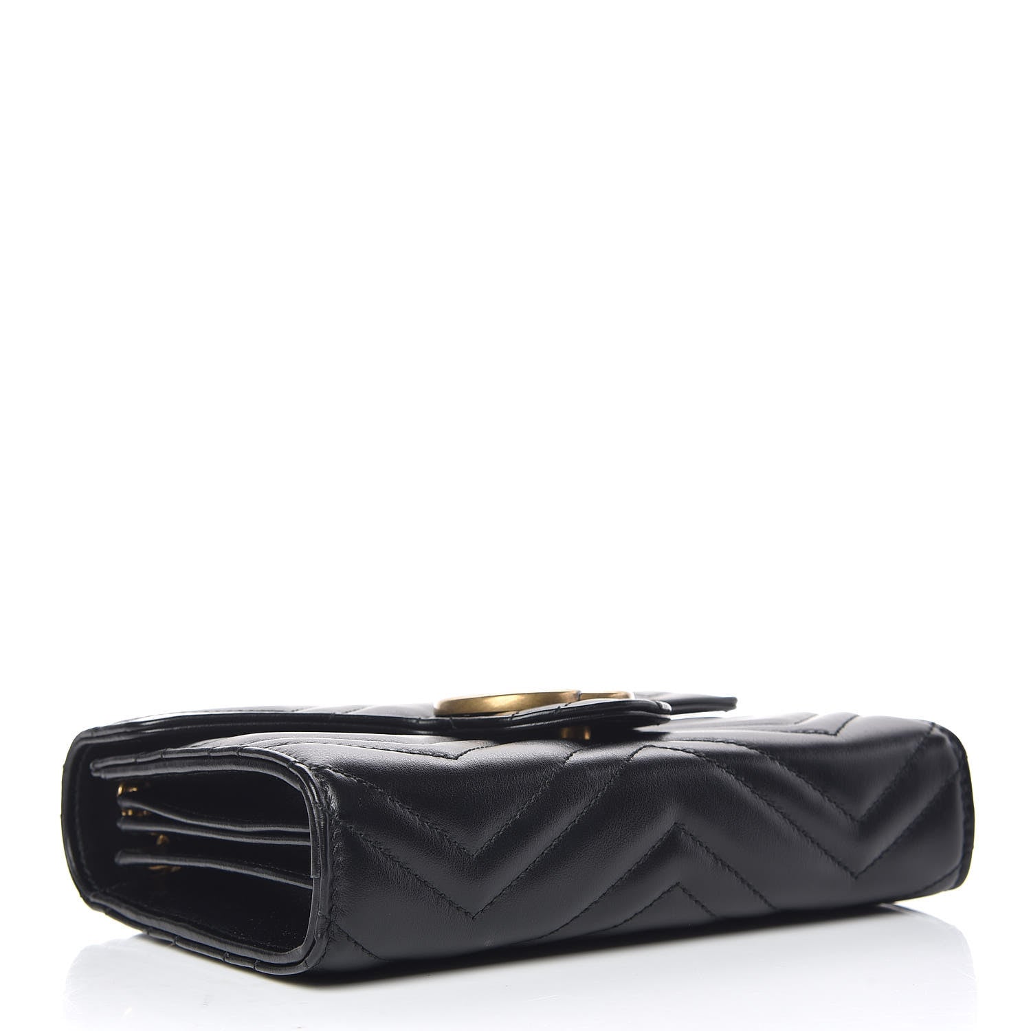 Gucci Calfskin Matelasse GG Marmont Chain Wallet Black 4 of 10