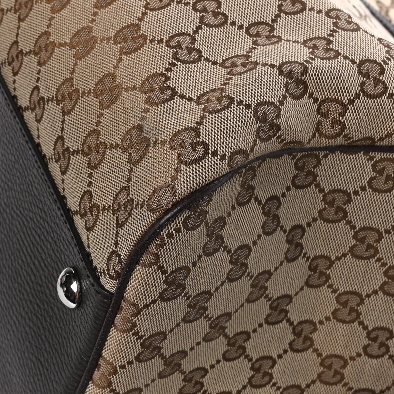Gucci Monogram Dollar Calfskin Large Boston Duffle Bag Beige Ebony Testa di Moro Marrone Scuro 11 of 11