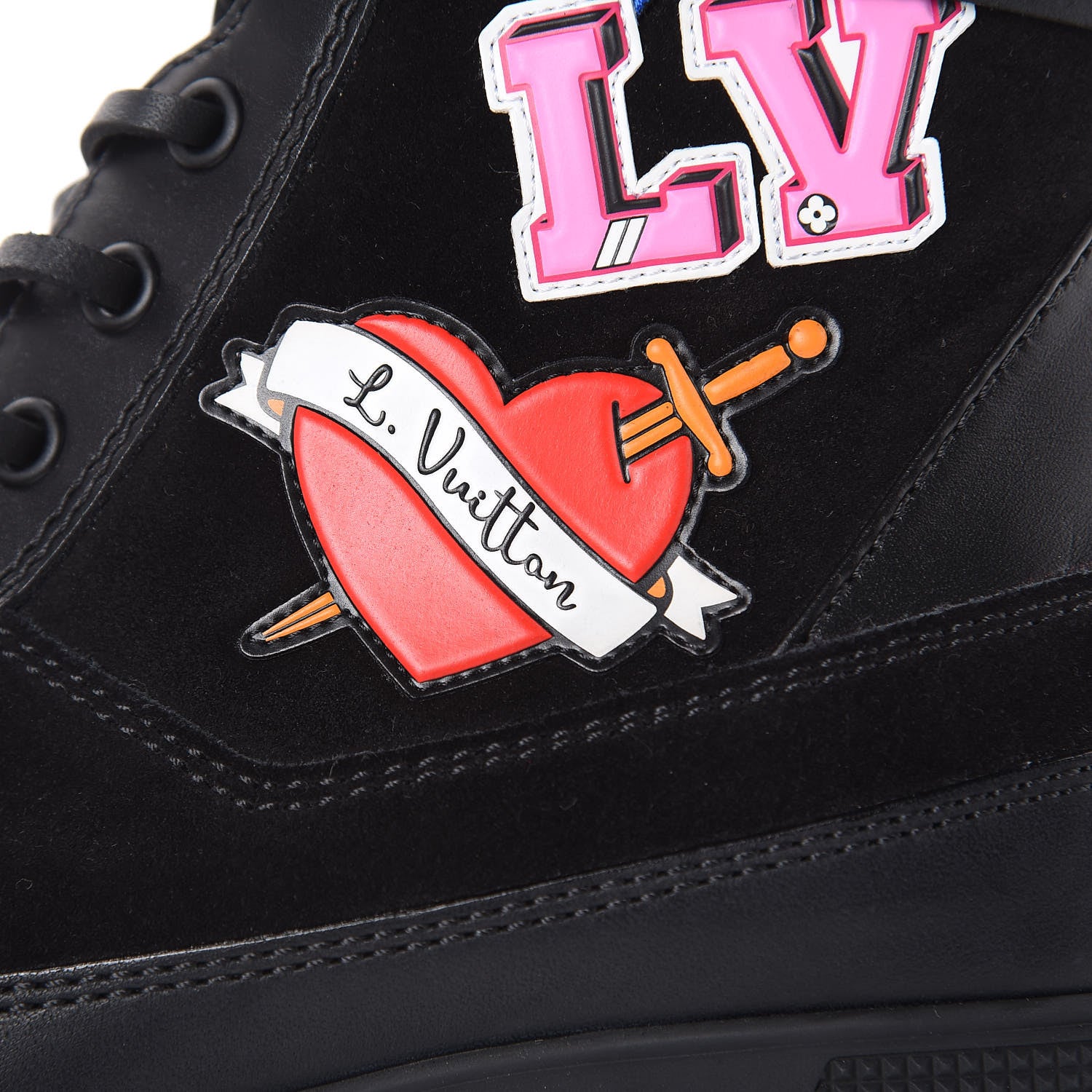 Louis Vuitton Suede Calfskin Monogram LV Black Heart Laureate Platform Desert Boots 35.5 Black 9 of 9