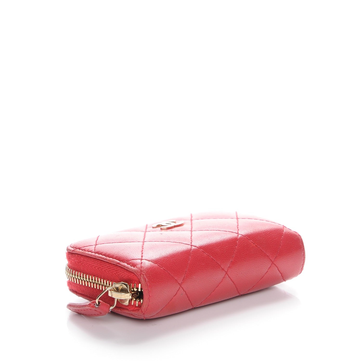 Chanel Lambskin Quilted Zip Around Coin Purse Wallet Dark Pink 4 of 8