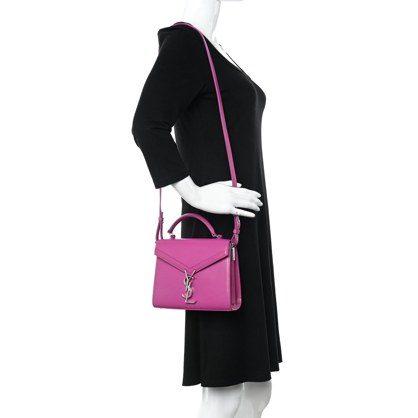 Calfskin Mini Classic Monogram Cassandra Top Handle Bag Electric Fuchsia
