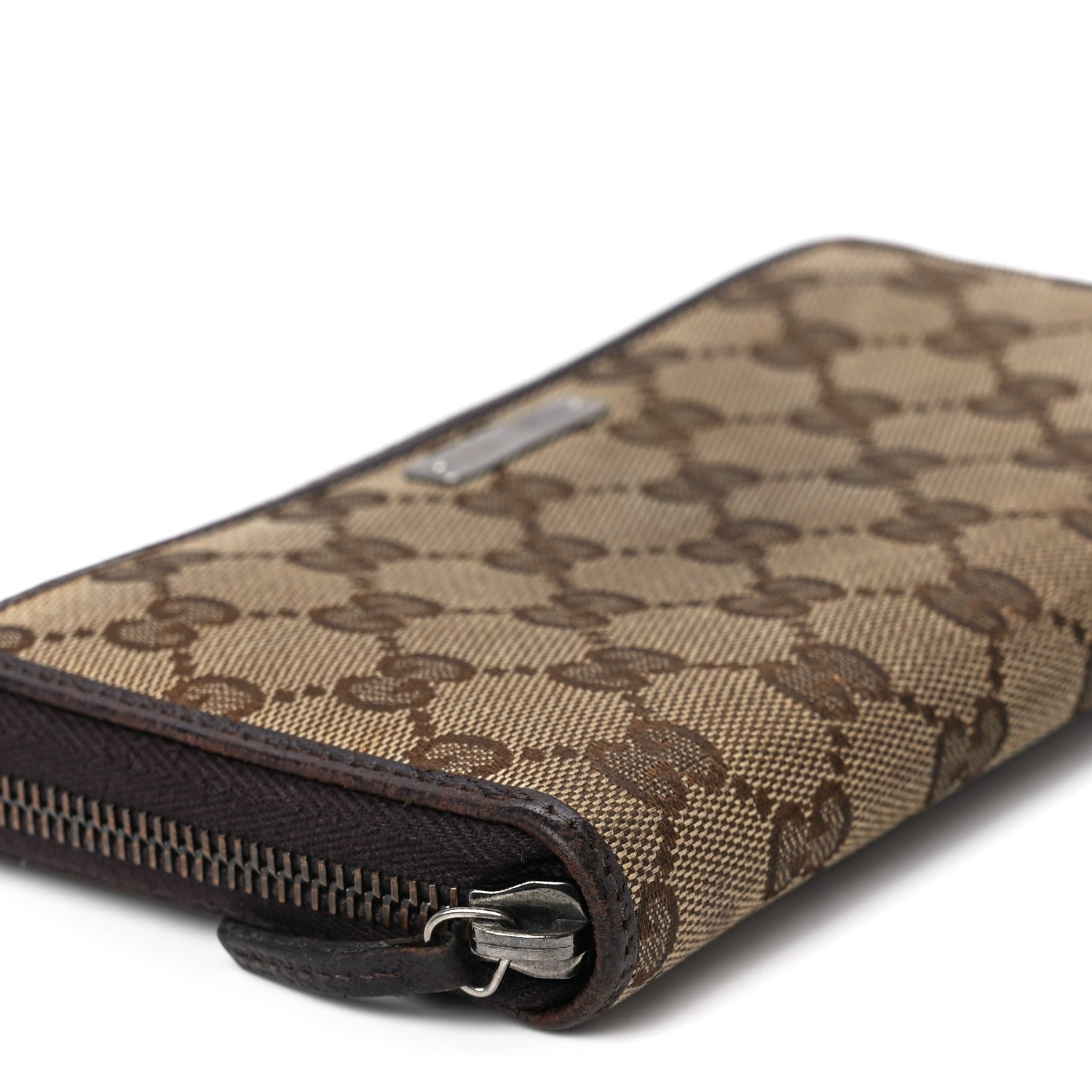 Gucci Monogram Metal Bar Zip Around Wallet Dark Brown 9 of 10