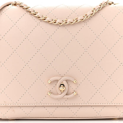 Chanel Calfskin Stitched Medium Covered CC Flap Bag Light Pink 8 of 12