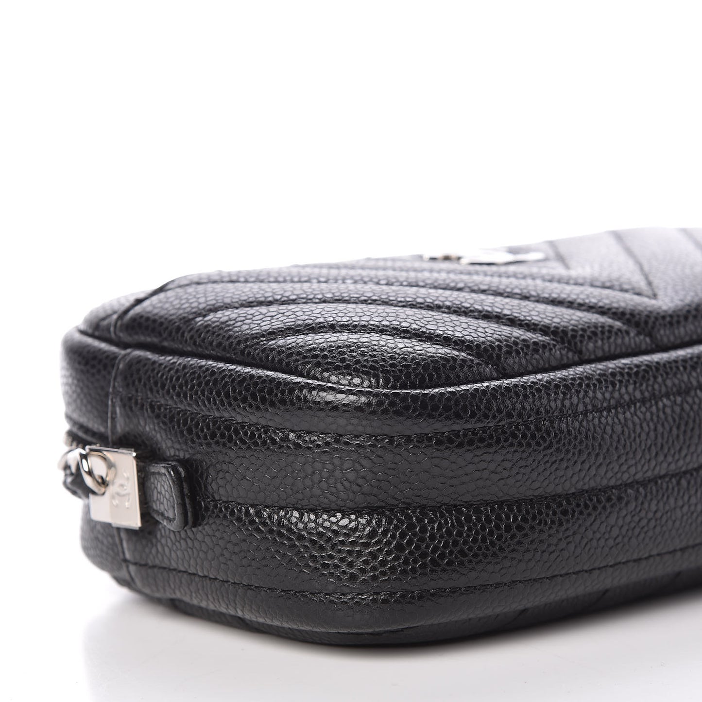Caviar Chevron Quilted Camera Case Black