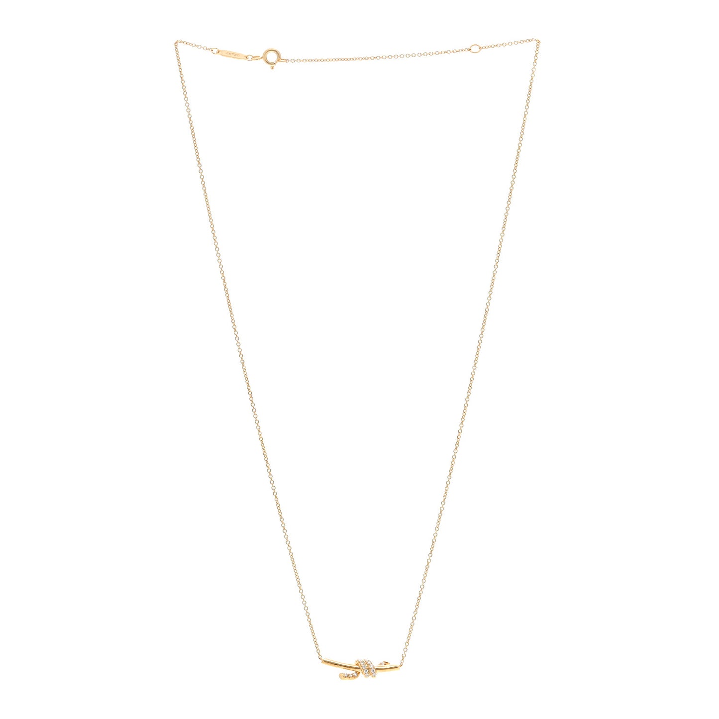 18K Yellow Gold Diamond Small Knot Necklace