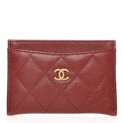 Chanel Metallic Caviar Quilted Card Holder Dark Red 1 of 9