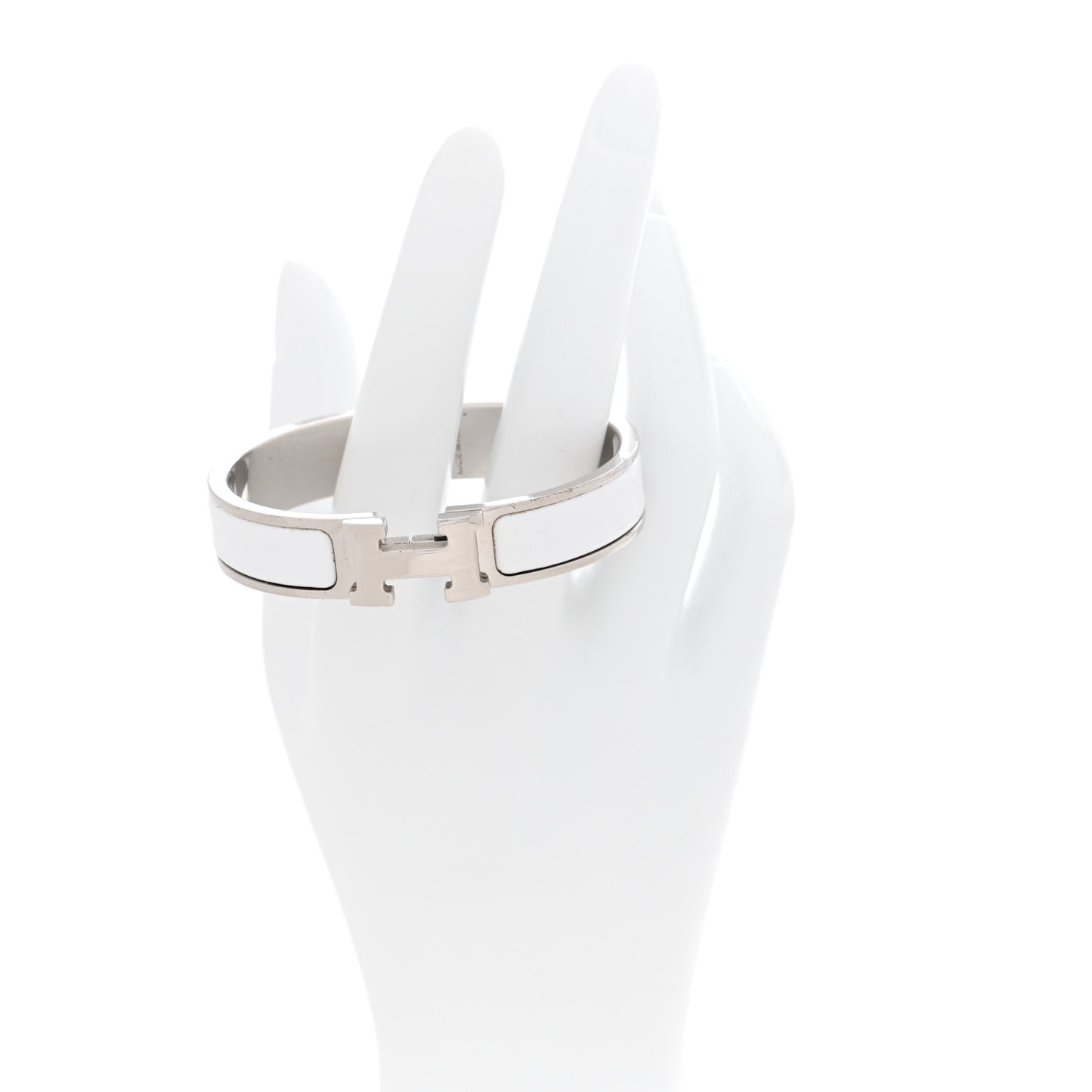 Enamel Narrow Clic Clac H Bracelet PM White