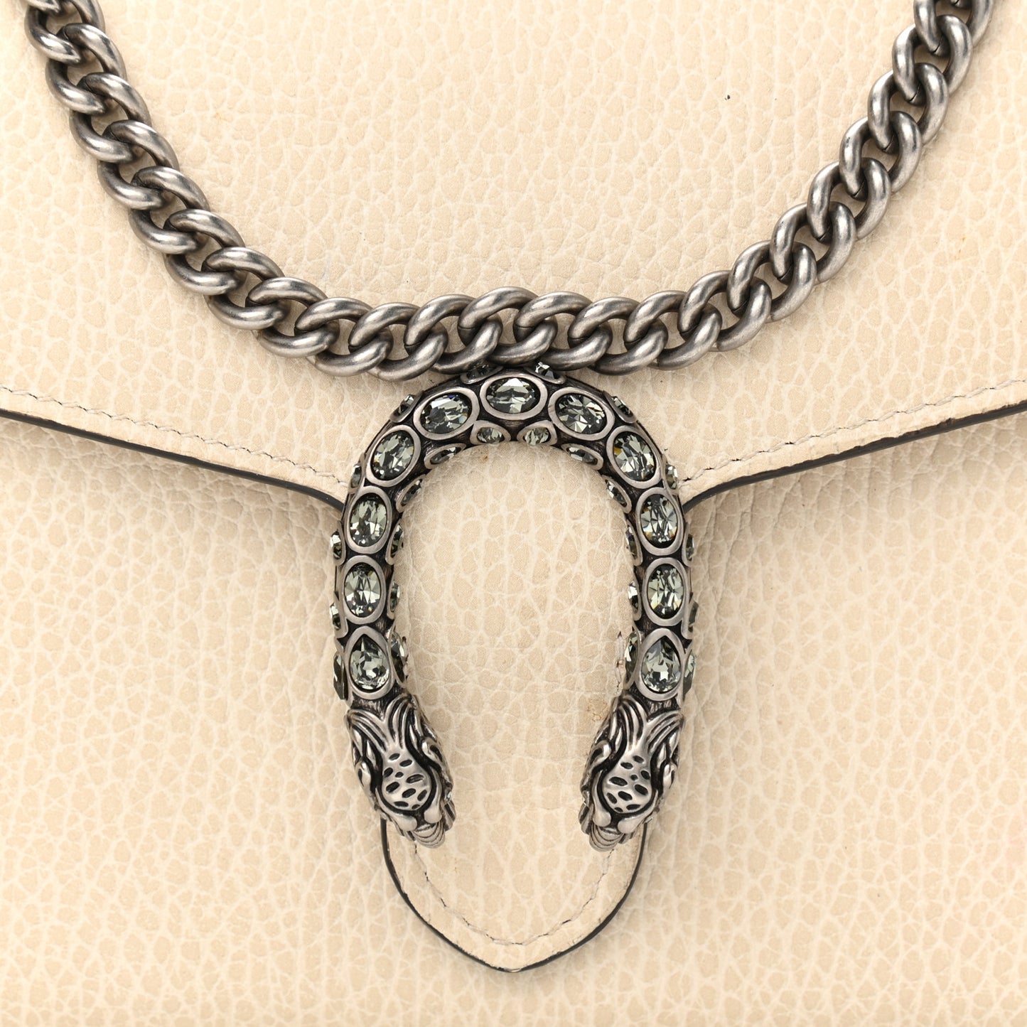 Dollar Calfskin Mini Dionysus Chain Wallet Mystic White