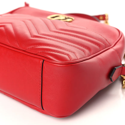 Gucci Calfskin Matelasse Medium GG Marmont Chain Shoulder Bag Hibiscus Red 9 of 9