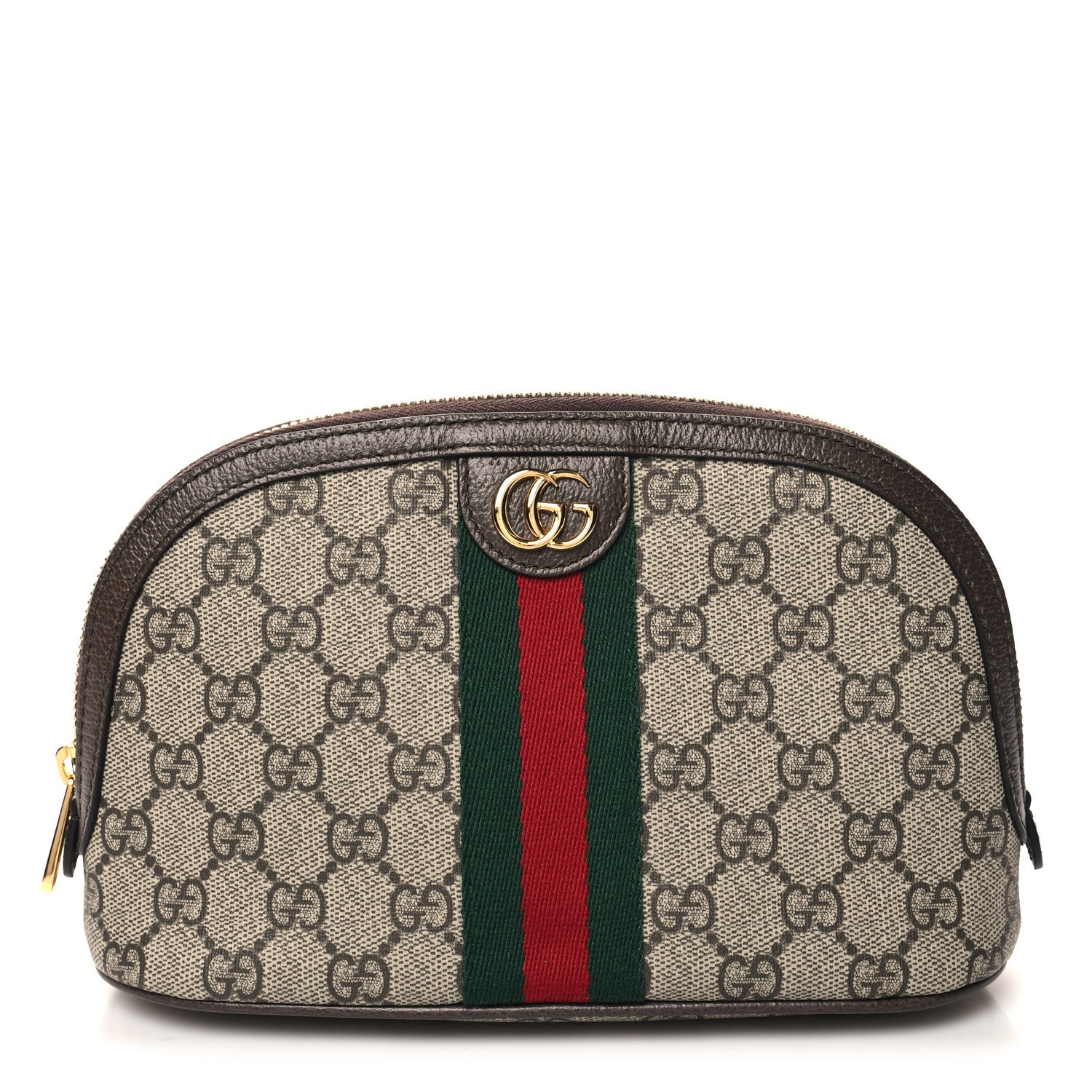Gucci GG Supreme Monogram Textured Calfskin Web Large Ophidia Cosmetic Case Beige Ebony New Acero 1 of 9
