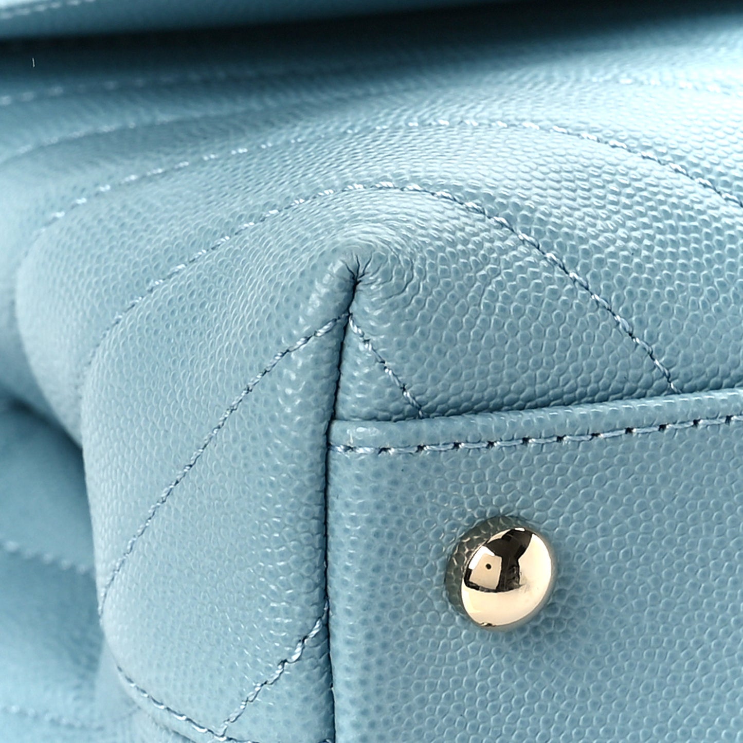 Caviar Chevron Quilted Mini Coco Handle Flap Sky Blue