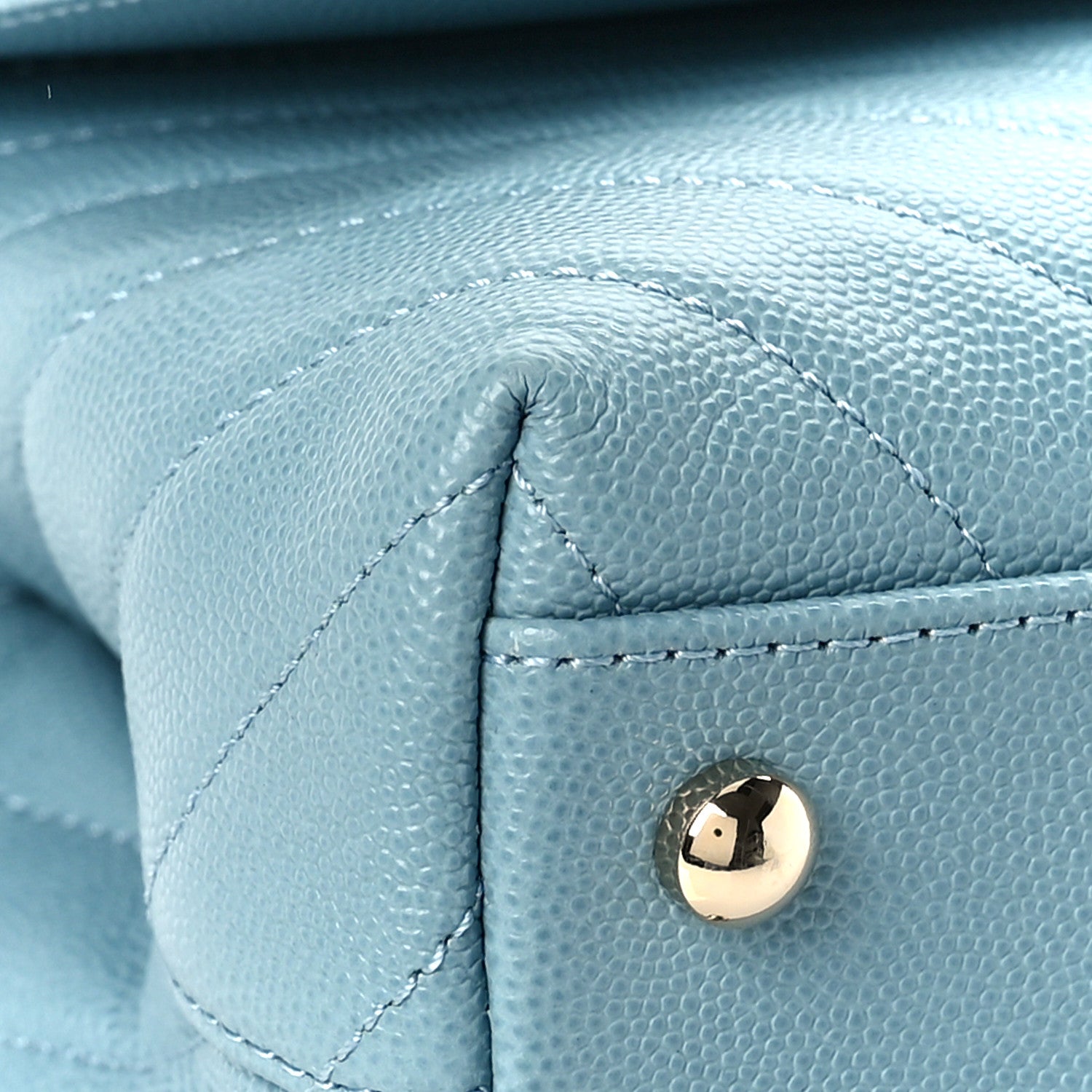 Chanel Caviar Chevron Quilted Mini Coco Handle Flap Sky Blue 8 of 9