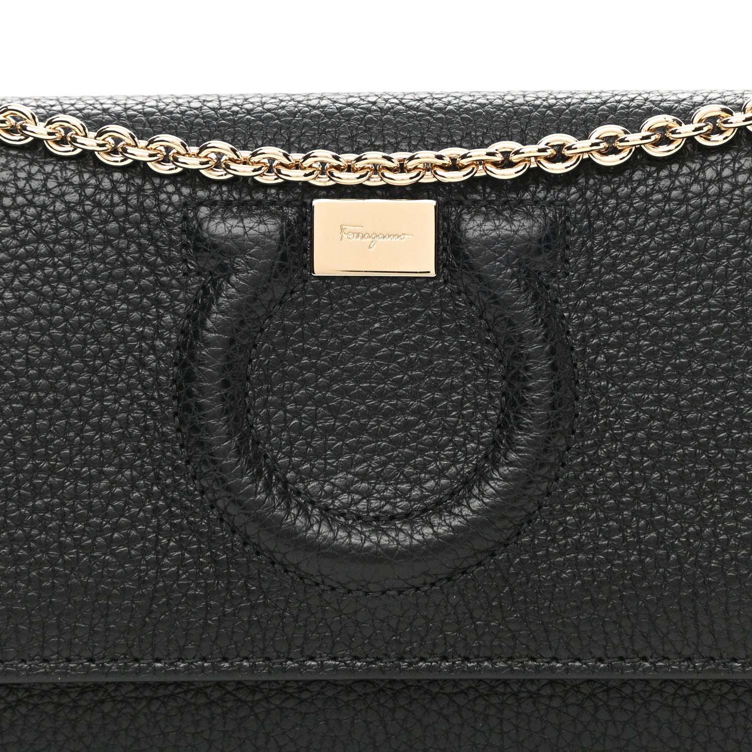 Salvatore Ferragamo Calfskin City Wallet On Chain Black 8 of 11