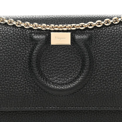 Salvatore Ferragamo Calfskin City Wallet On Chain Black 8 of 11