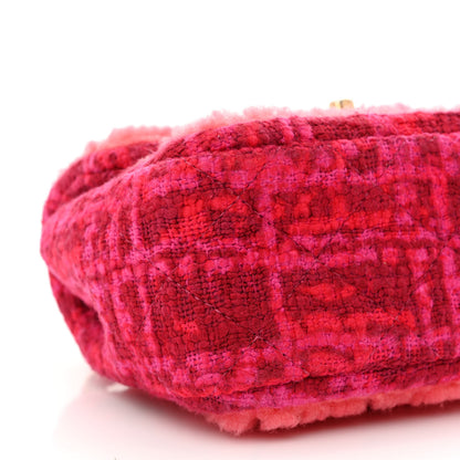 Chanel Shearling Tweed Quilted Mini Square Flap Bag Pink 9 of 10