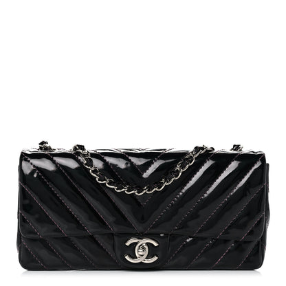 Chanel Patent Calfskin Chevron Quilted East West Flap 1 of 11