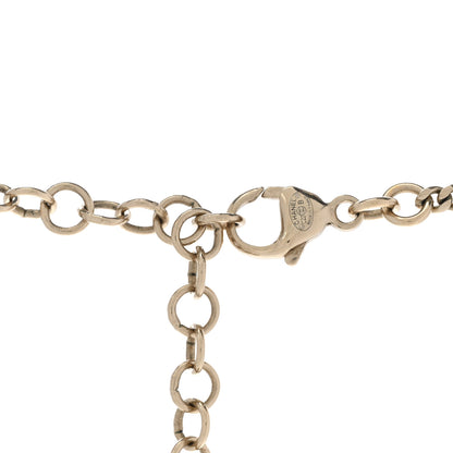 Chanel Pearl Crystal CC Heart Necklace Gold Pearly White 5 of 7