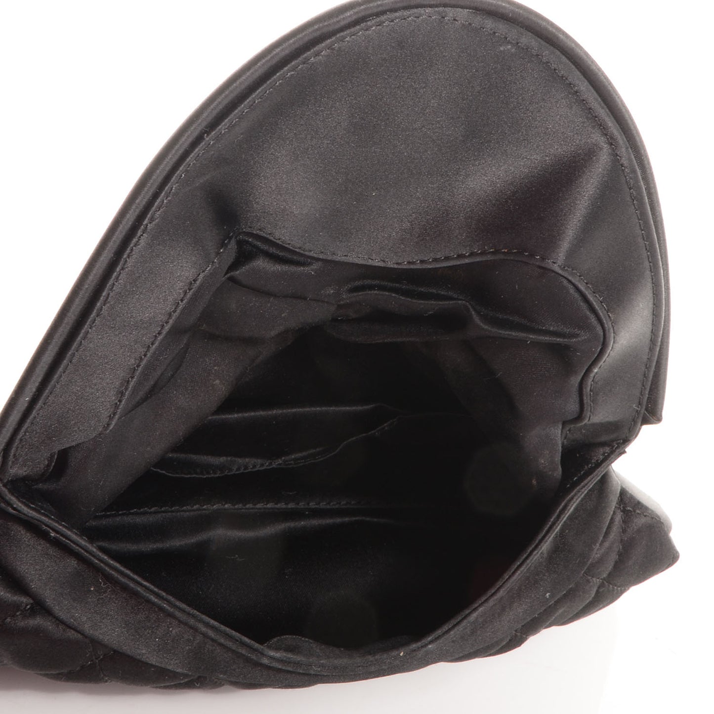 Satin Quilted Flap Clutch Black
