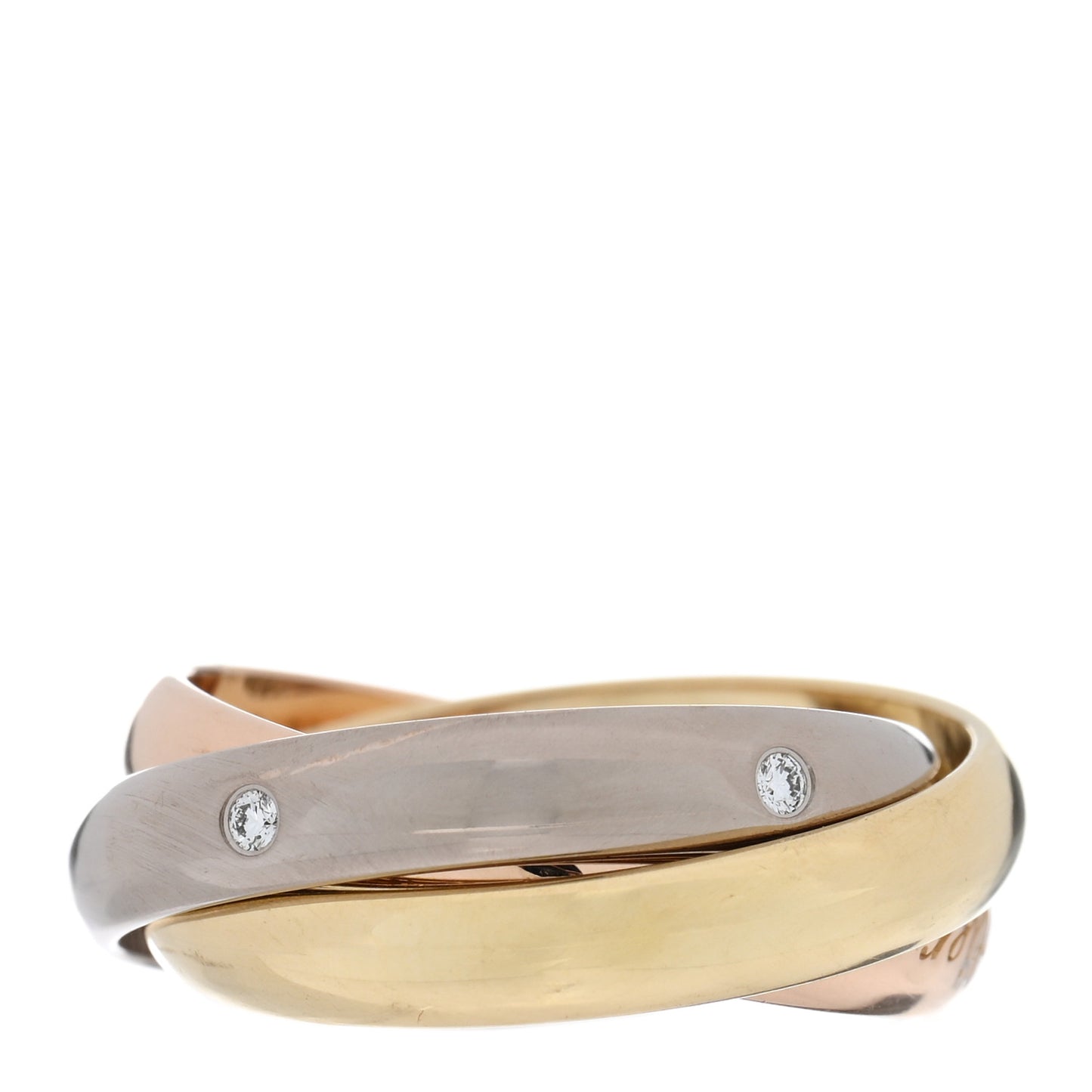 18K Pink Yellow White Gold Diamond Trinity Ring 52 6