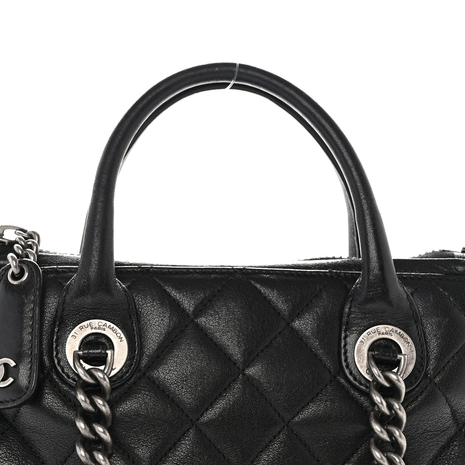 Chanel Shiny Sheepskin Quilted Small Shopping Tote Black 8 of 13