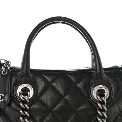 Chanel Shiny Sheepskin Quilted Small Shopping Tote Black 8 of 13