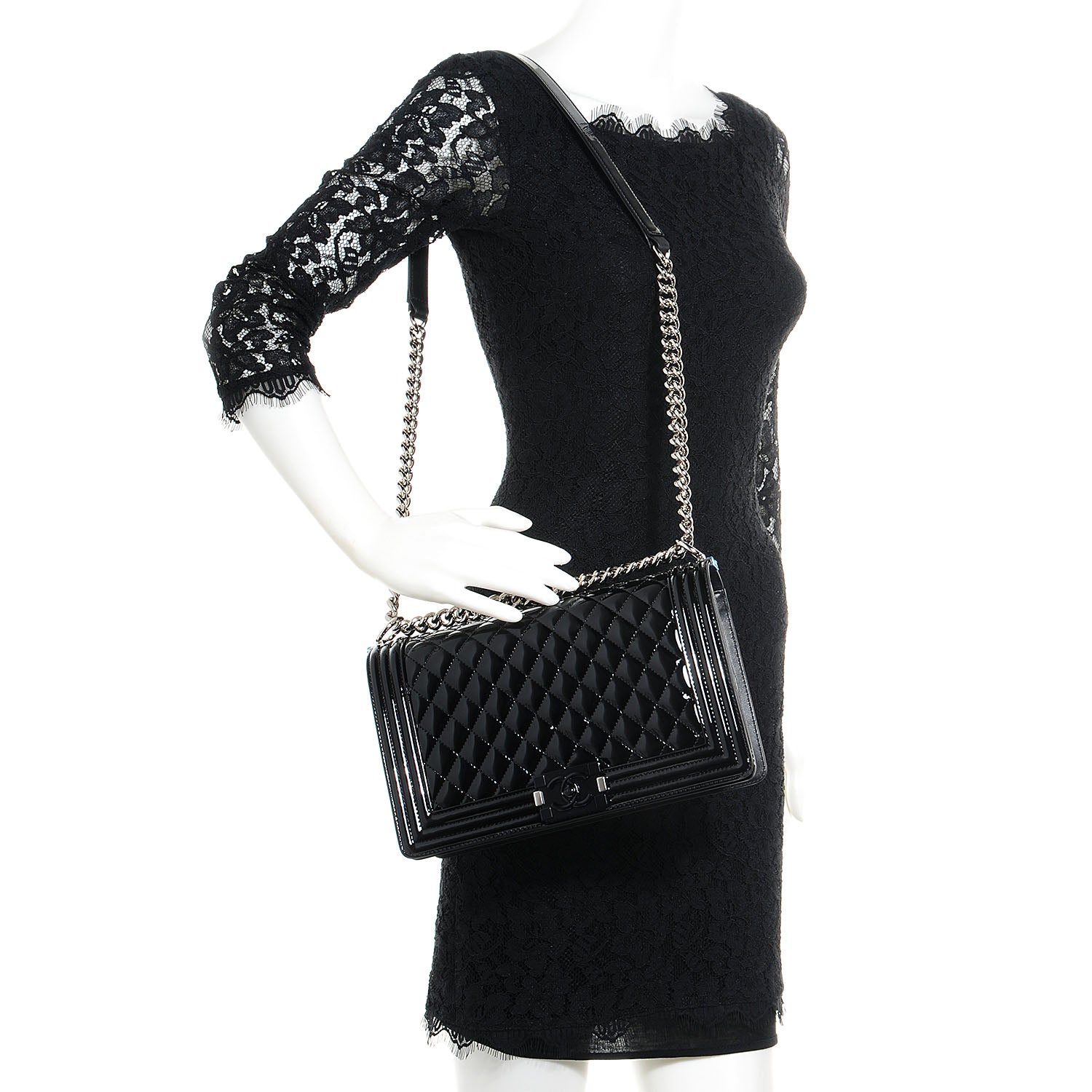 Chanel Patent Medium Boy Flap So Black 2 of 9