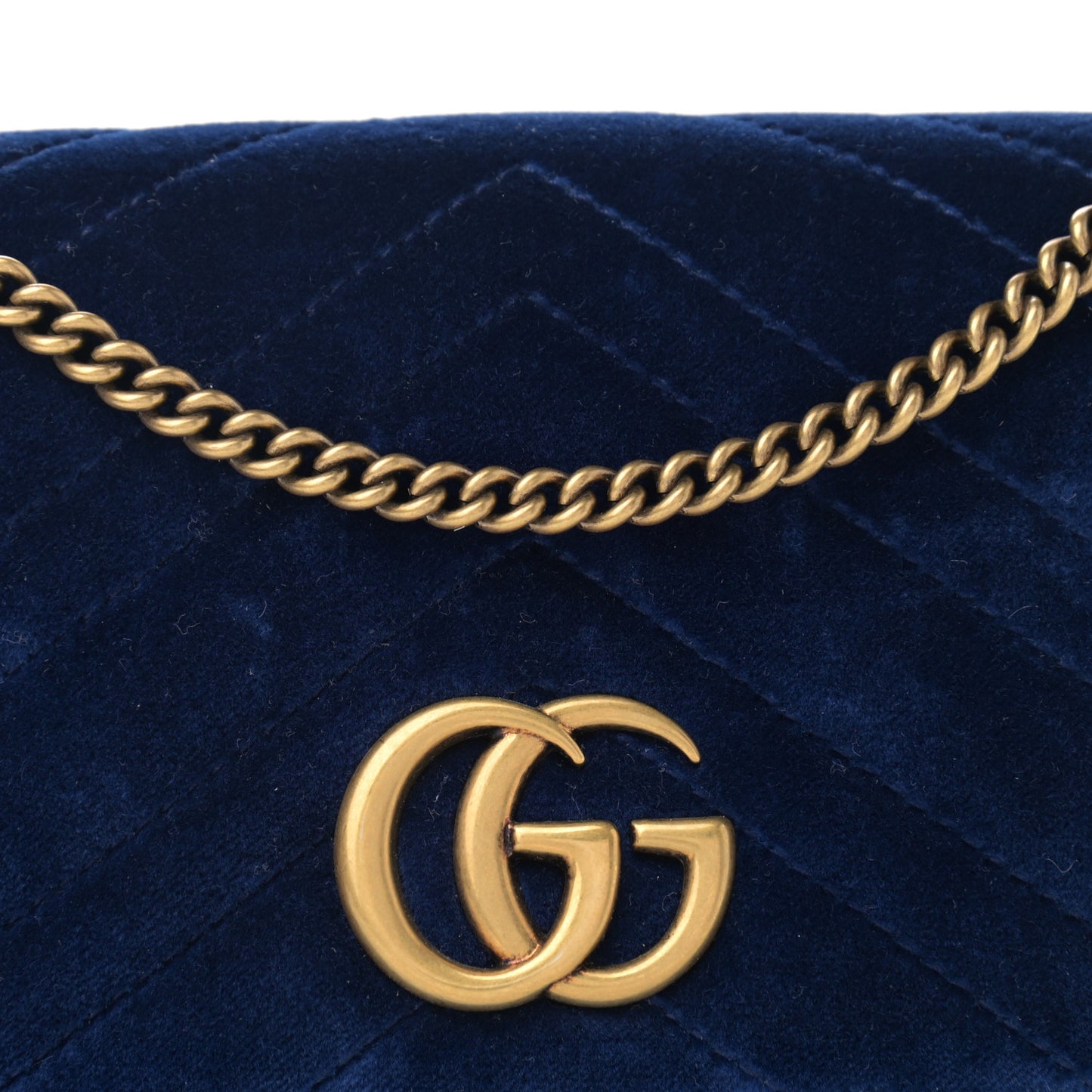 Velvet Matelasse GG Marmont Mini Bag Cobalt Blue