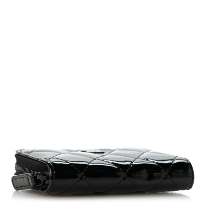 Chanel Patent Calfskin Quilted Zip Coin Purse Wallet So Black 4 of 9