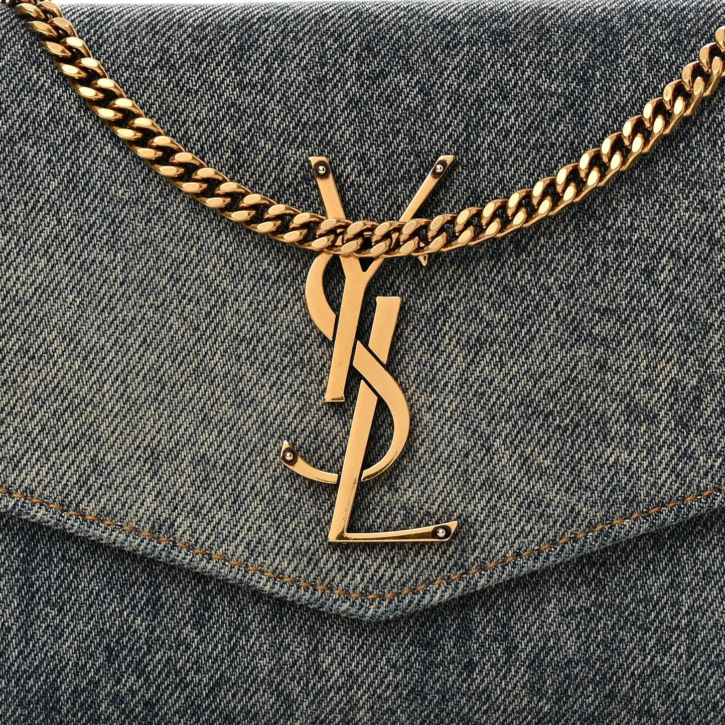 Denim Monogram Chain Wallet Rodeo Blue Cinnamon