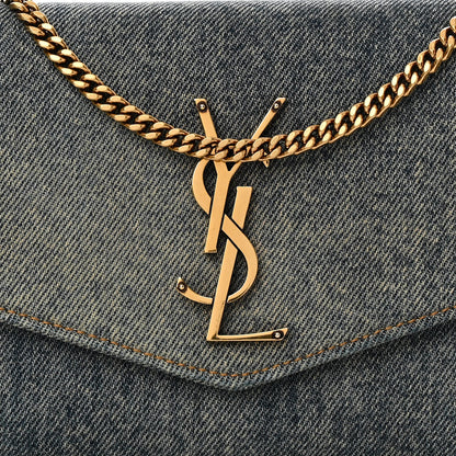 Saint Laurent Denim Monogram Chain Wallet Rodeo Blue Cinnamon 8 of 10