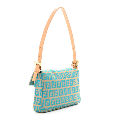 Fendi Zucchino Mini Baguette Beige Blue 3 of 10