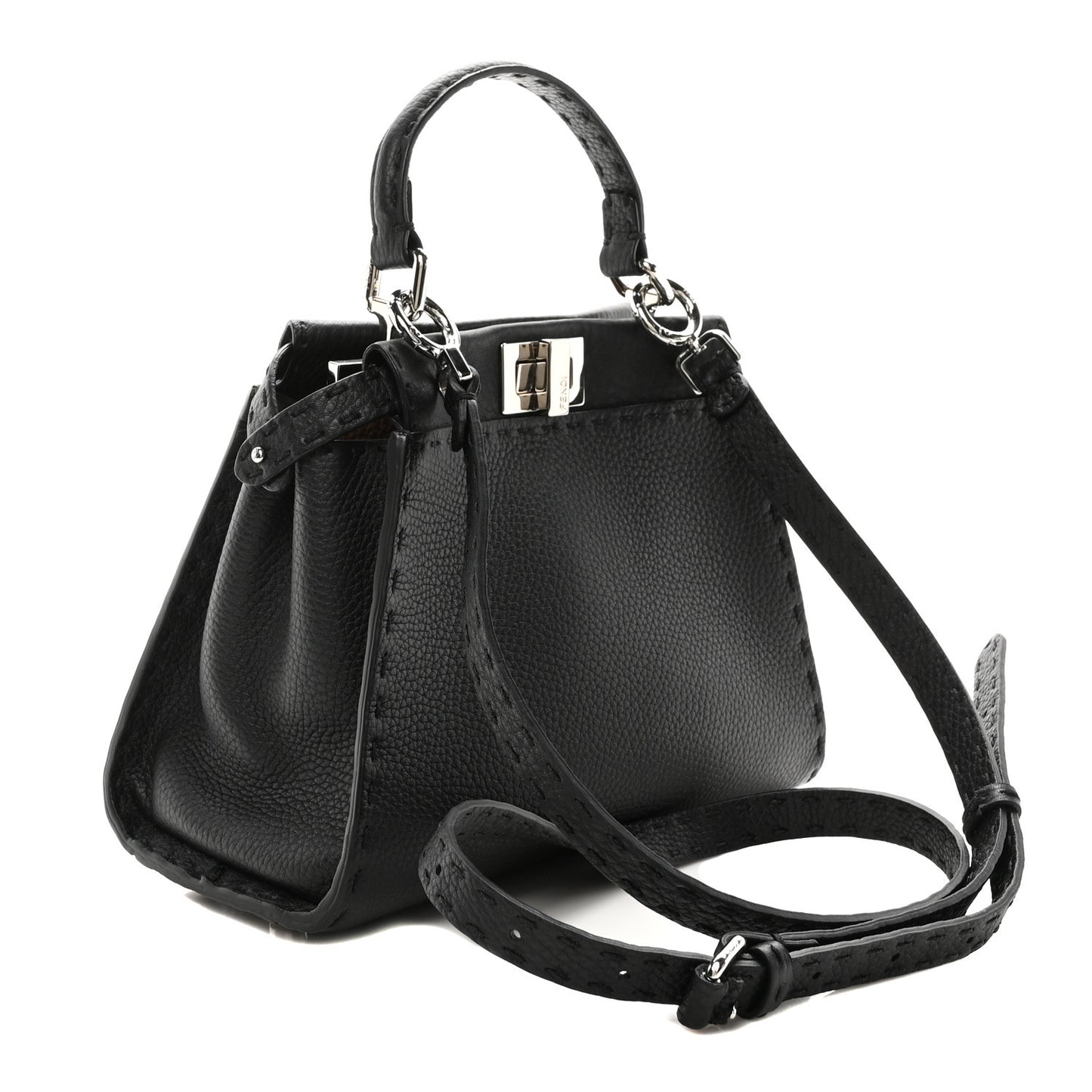 Cuoio Romano Selleria Bi-Color Mini Peekaboo Iconic Satchel Black Mou