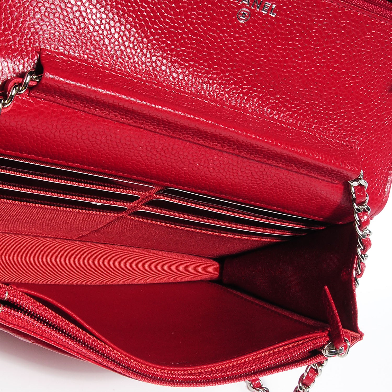 Chanel Caviar Quilted Wallet on Chain WOC Red 7 of 9