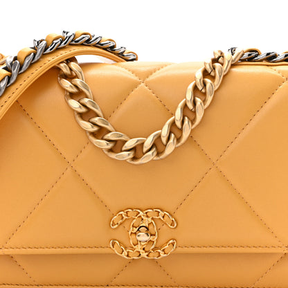 Chanel Lambskin Quilted Chanel 19 Wallet On Chain WOC Yellow 9 of 14
