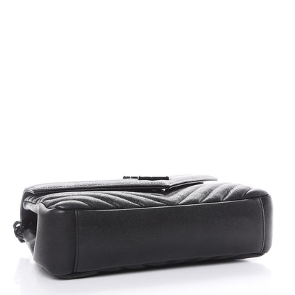 Saint Laurent Sheepskin Matelasse Chevron Monogram Monochrome Medium College Bag Black 4 of 14