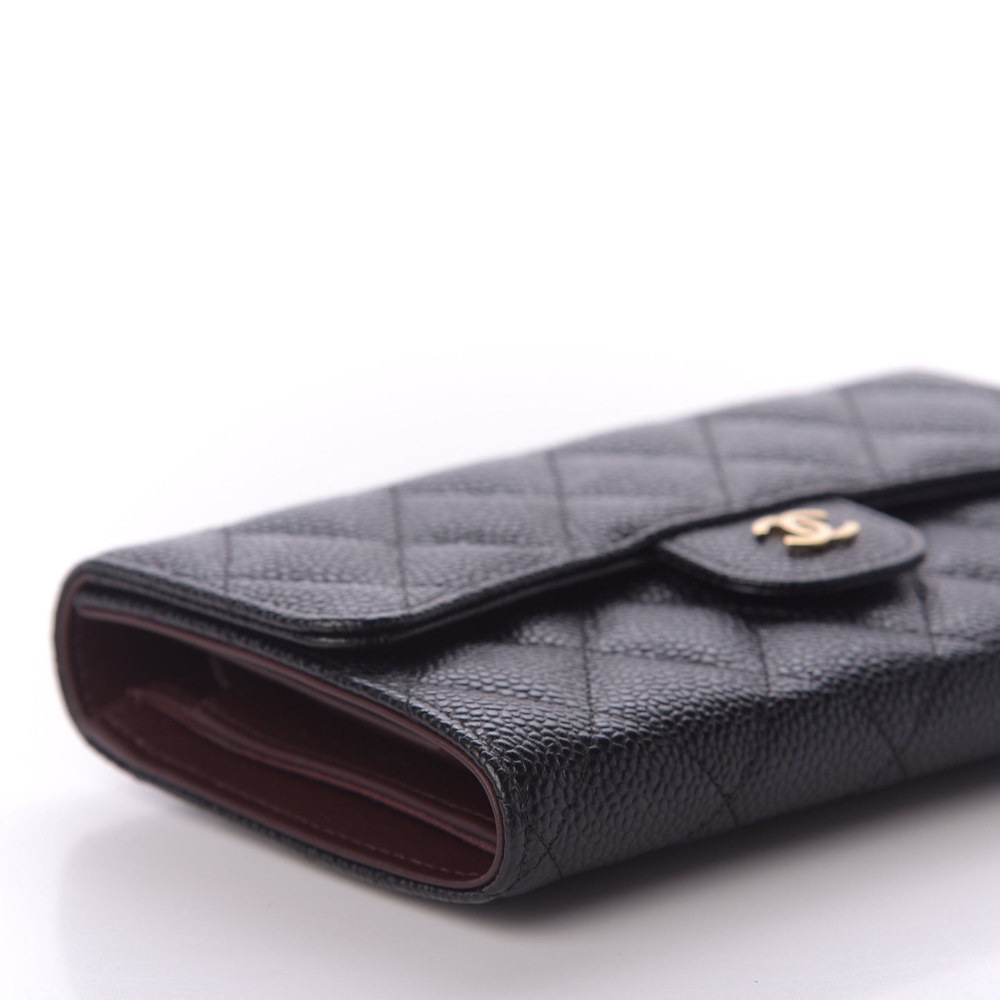 Caviar Quilted Large Flap Wallet Black