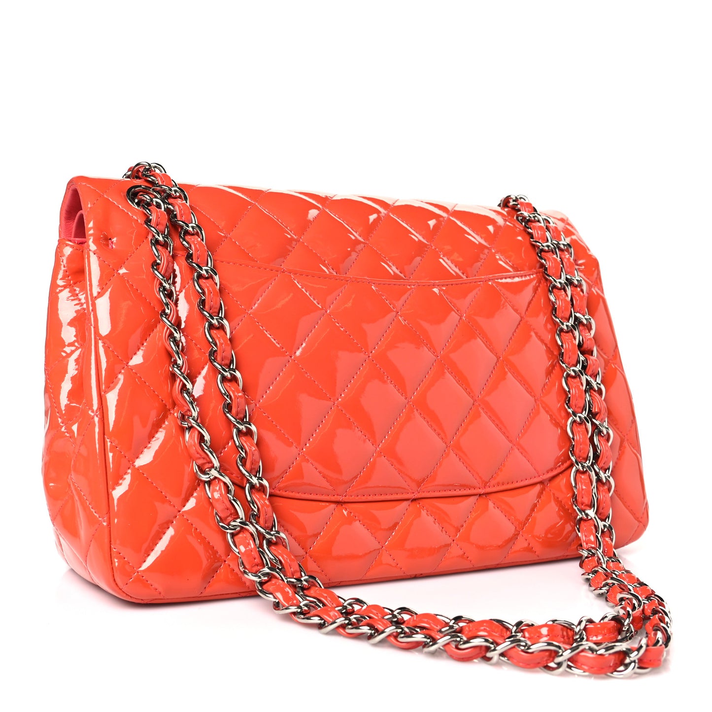 Patent Quilted Jumbo Double Flap Orange